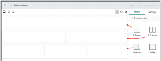 Rich Content Editor - Canvas and columns