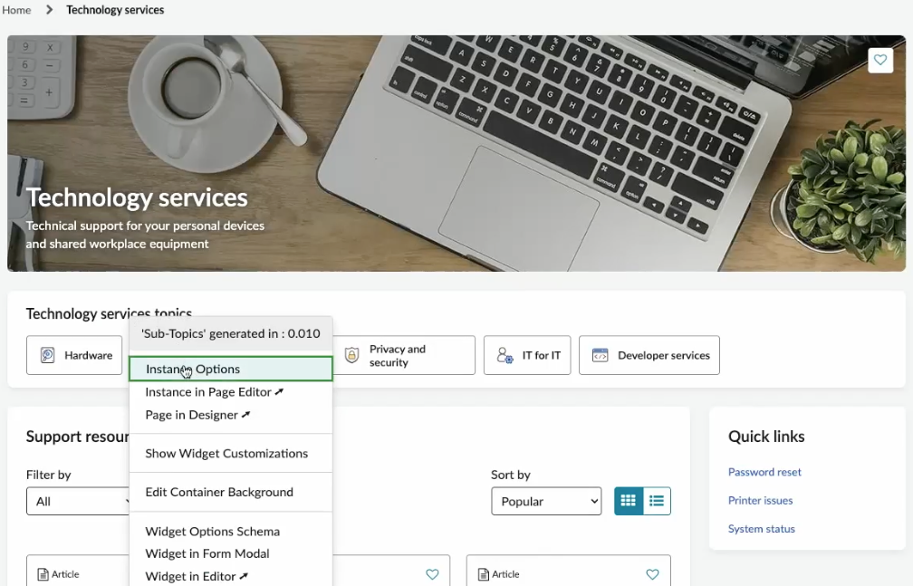 instance option topic page