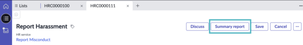 Summary Report button in HR case form for generating case detail reports