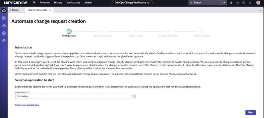 Select your application.