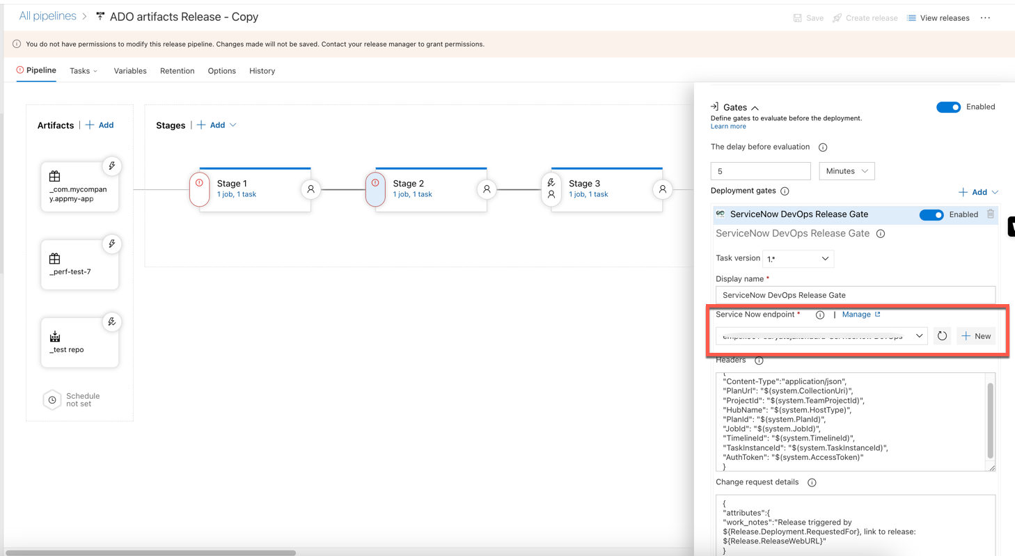 ServiceNow DevOps Release Gate fields