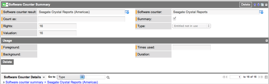 SAM software counter results