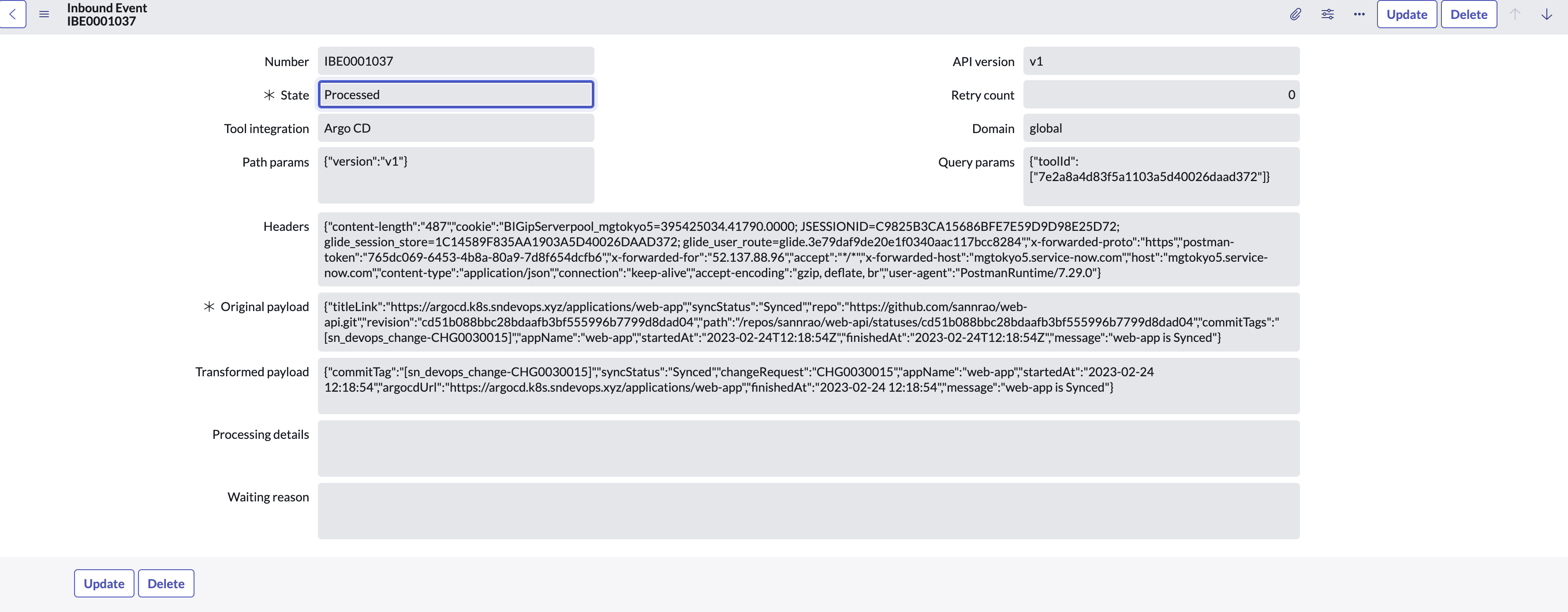 Inbound event on sync in Argo CD