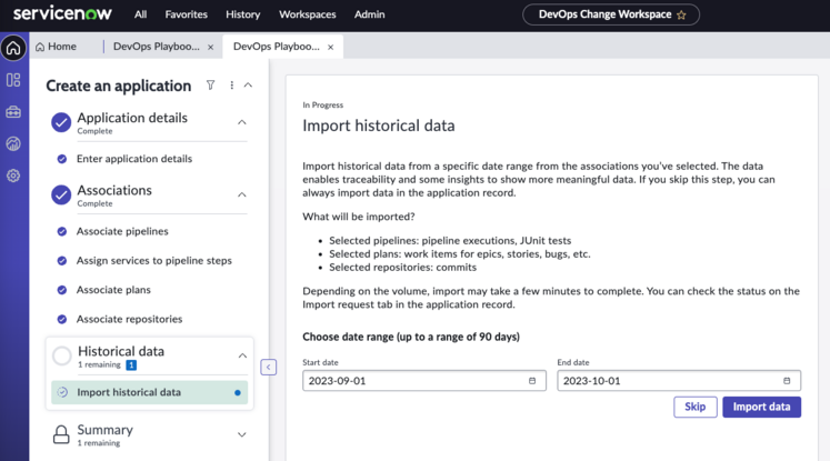 Import data to the application.