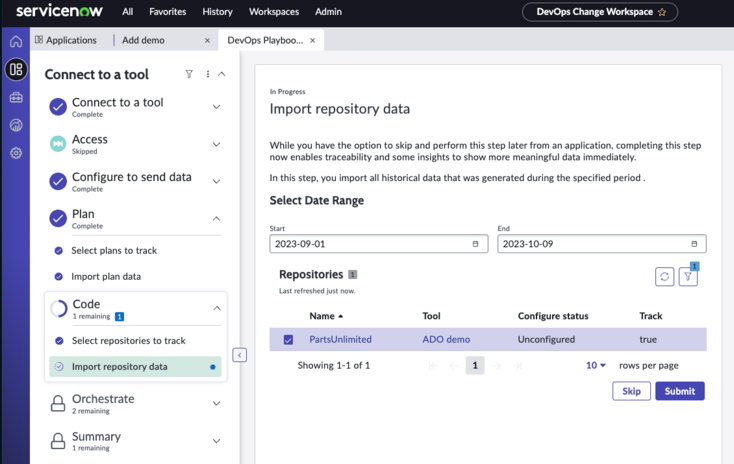 Import repository data.