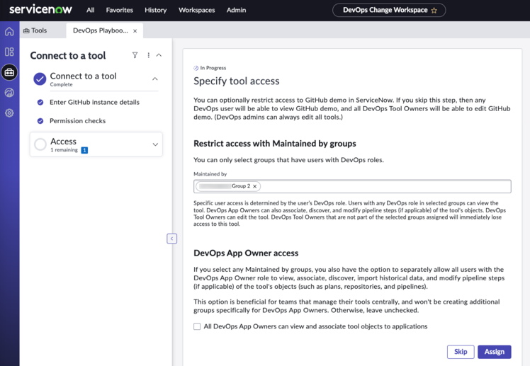 Specify tool access