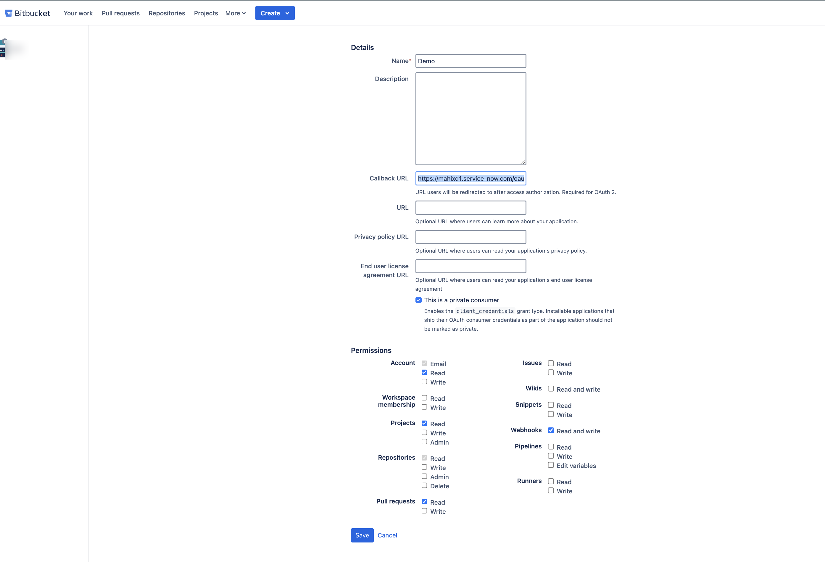 Permissions for Bitbucket OAuth 2.0 - Client Credentials