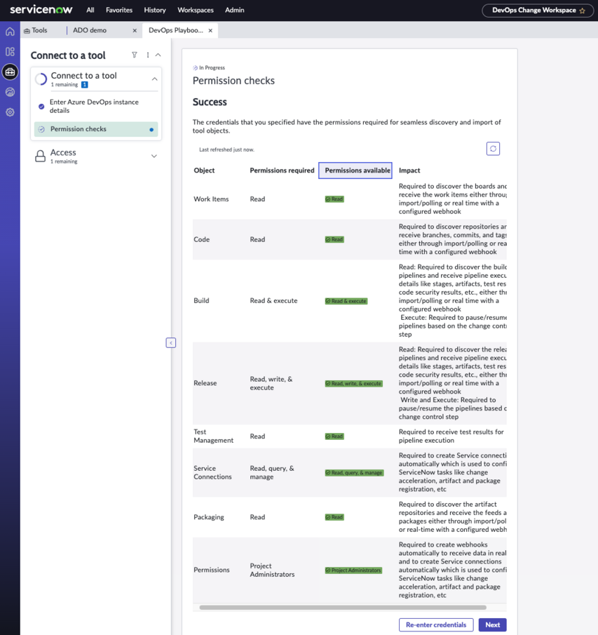 Permissions required for Azure PAT.