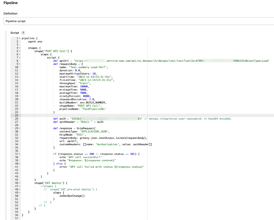 Sample Jenkins pipeline configuration for performance tests.