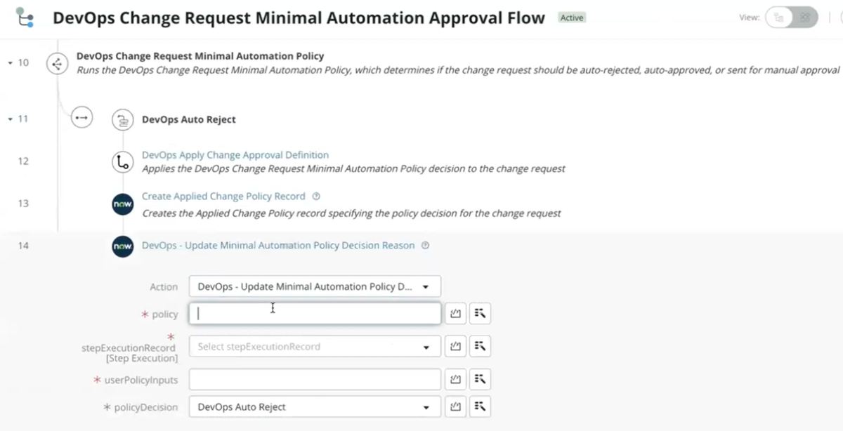 Update minimal automation policy decision action