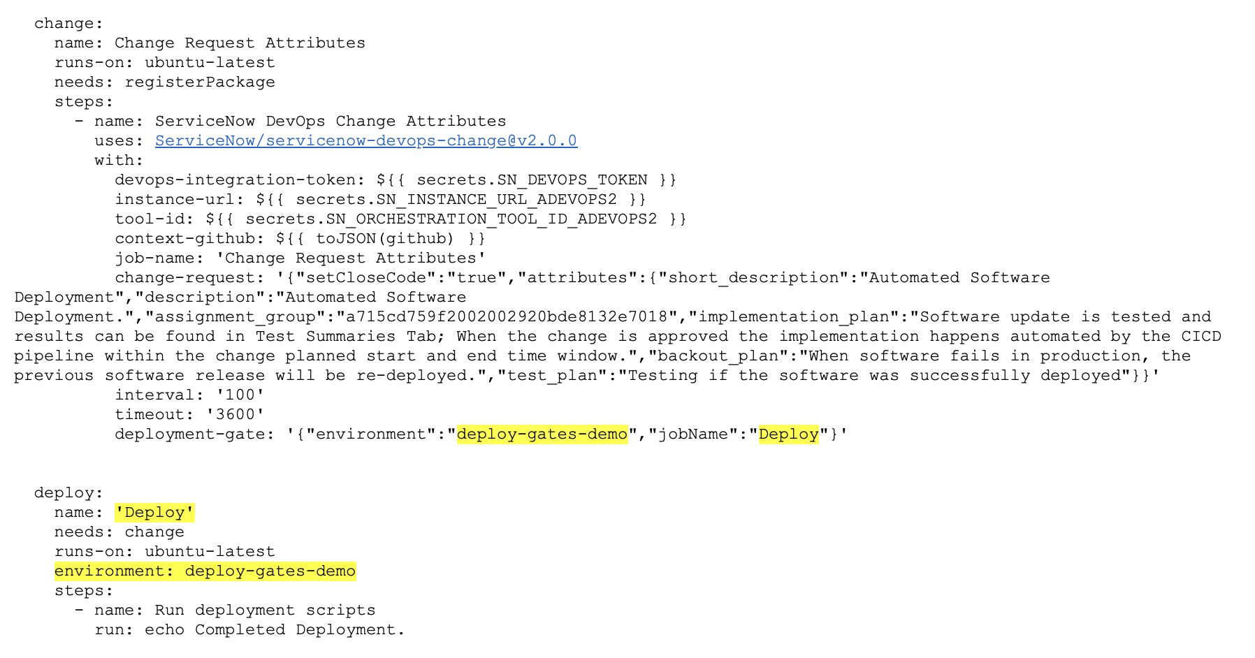 Deployment gate parameter