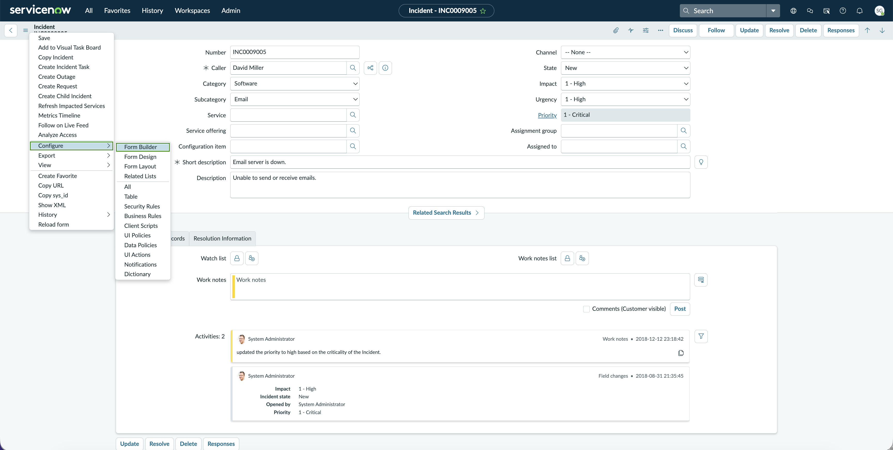 Configure the incident form