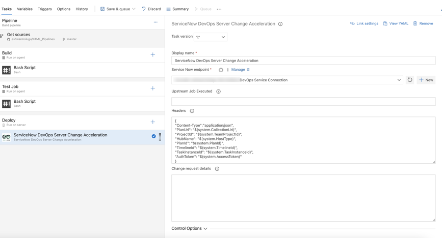 DevOps ServiceNow Change Acceleration extension