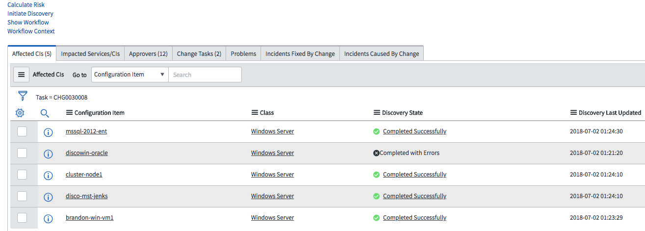 change management integration with discovery