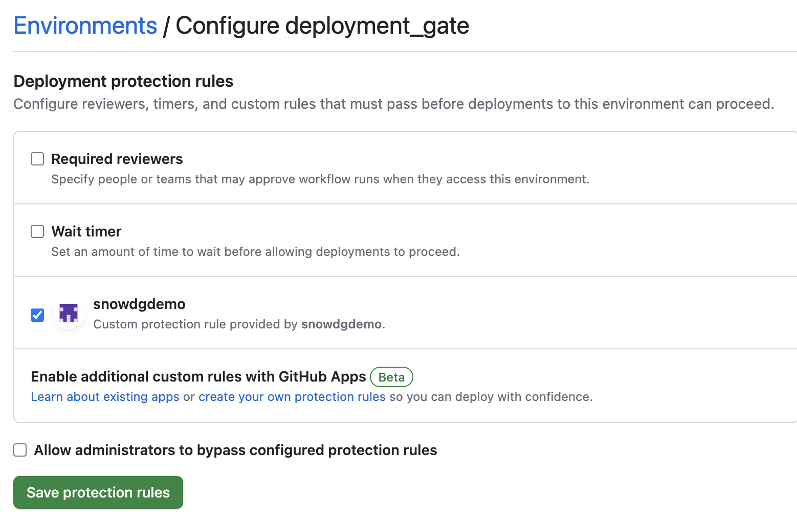 Configure deployment gate in GitHub App environment