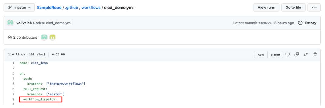 Manually triggering a workflow using an event