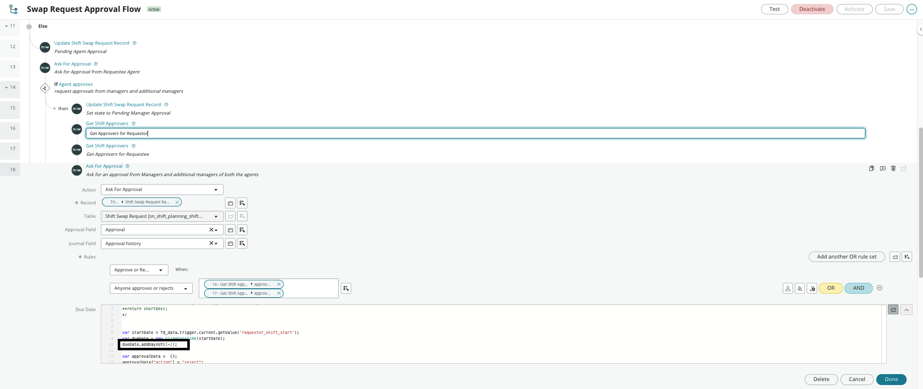 Swap request manager approval