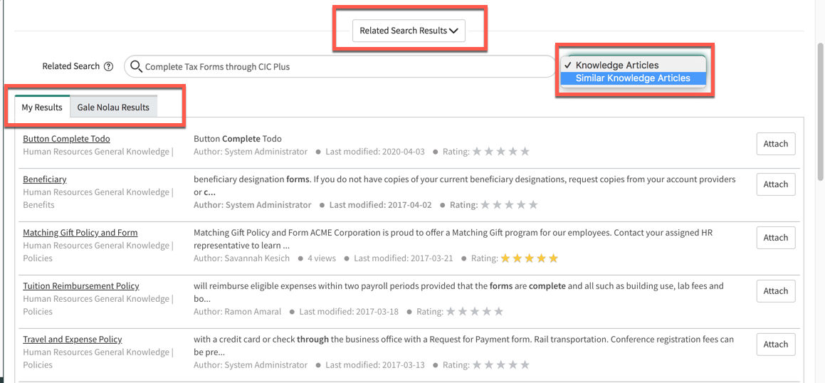 Relevante Wissensartikel für einen HR-Fall