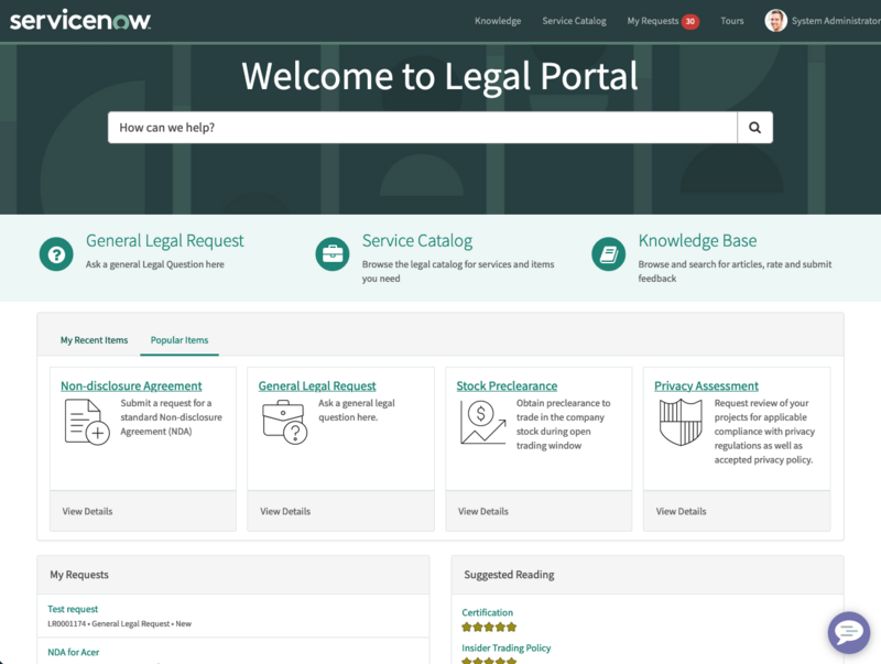 Homepage des Serviceportals für Rechtsangelegenheiten