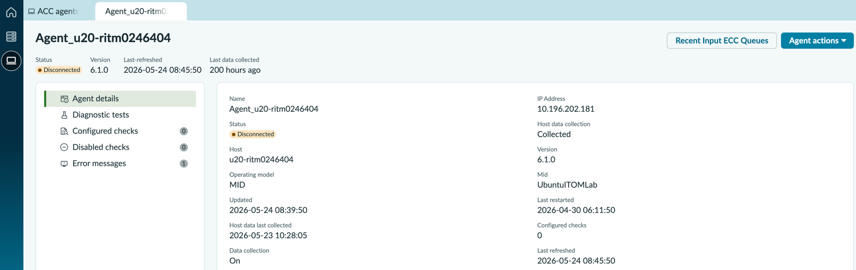 Agent details page