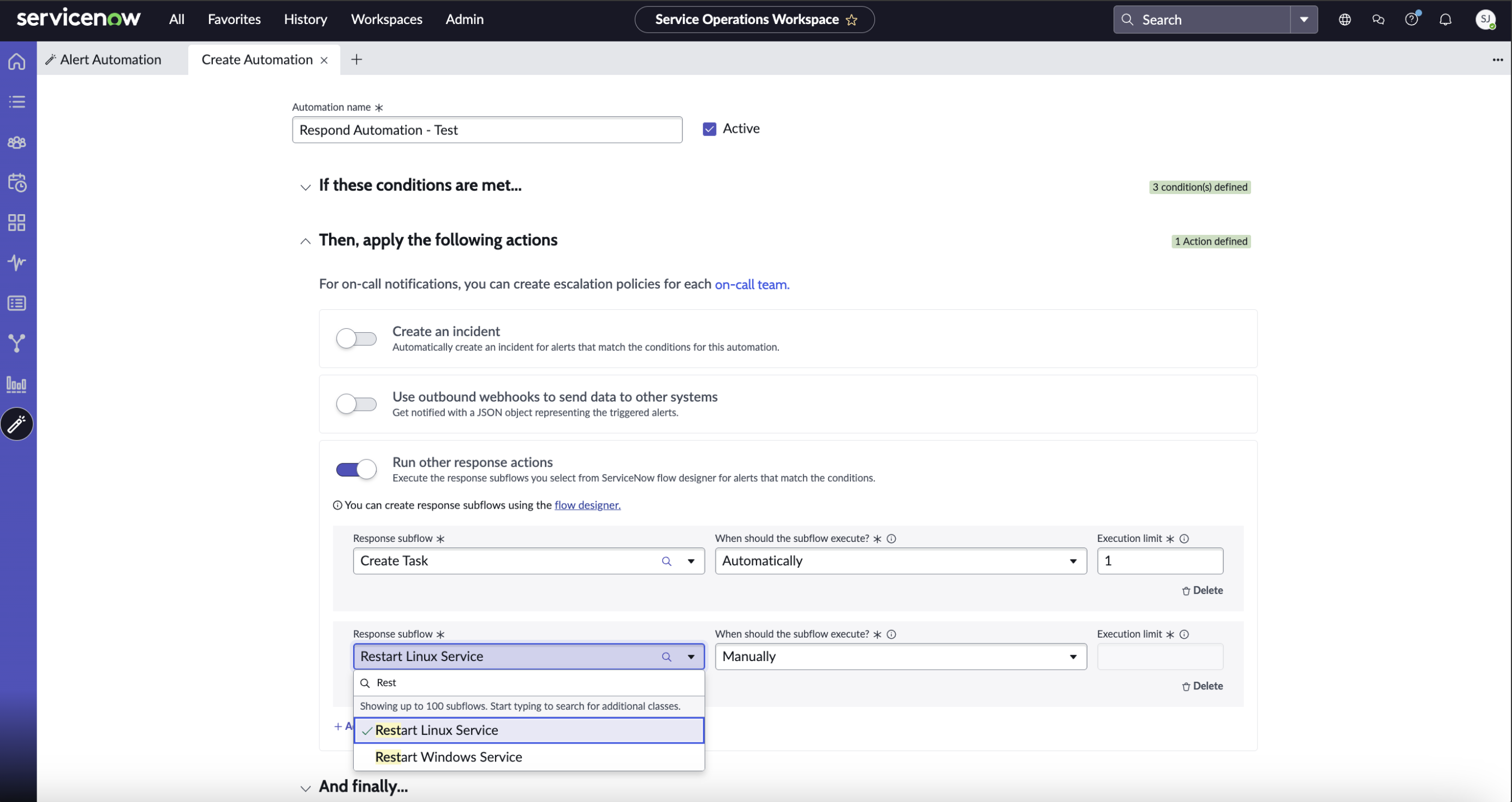 Response subflow