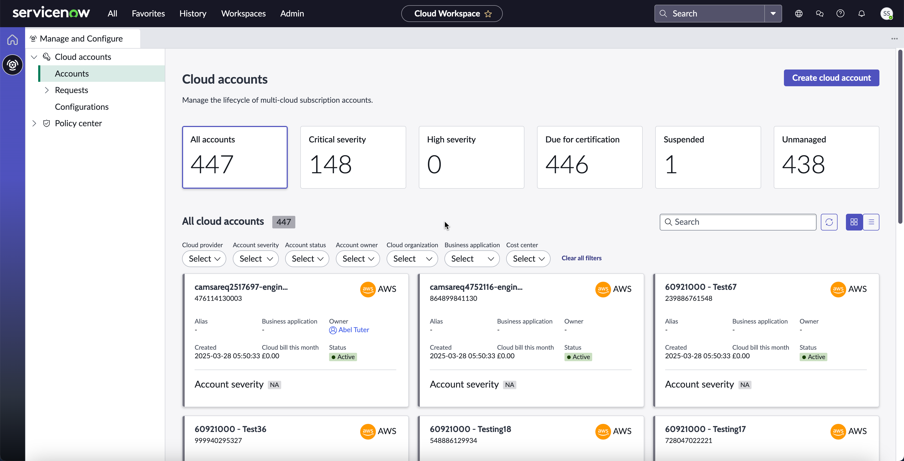 Admin dashboard view
