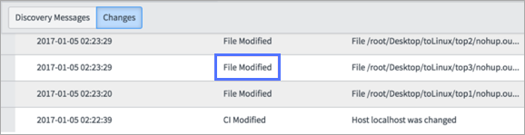 Change record for a modified configuration file.