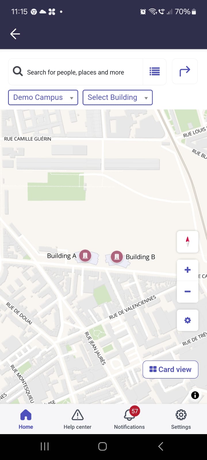 Now Mobile で敷地内の建物を表示する場所ディレクトリ敷地。