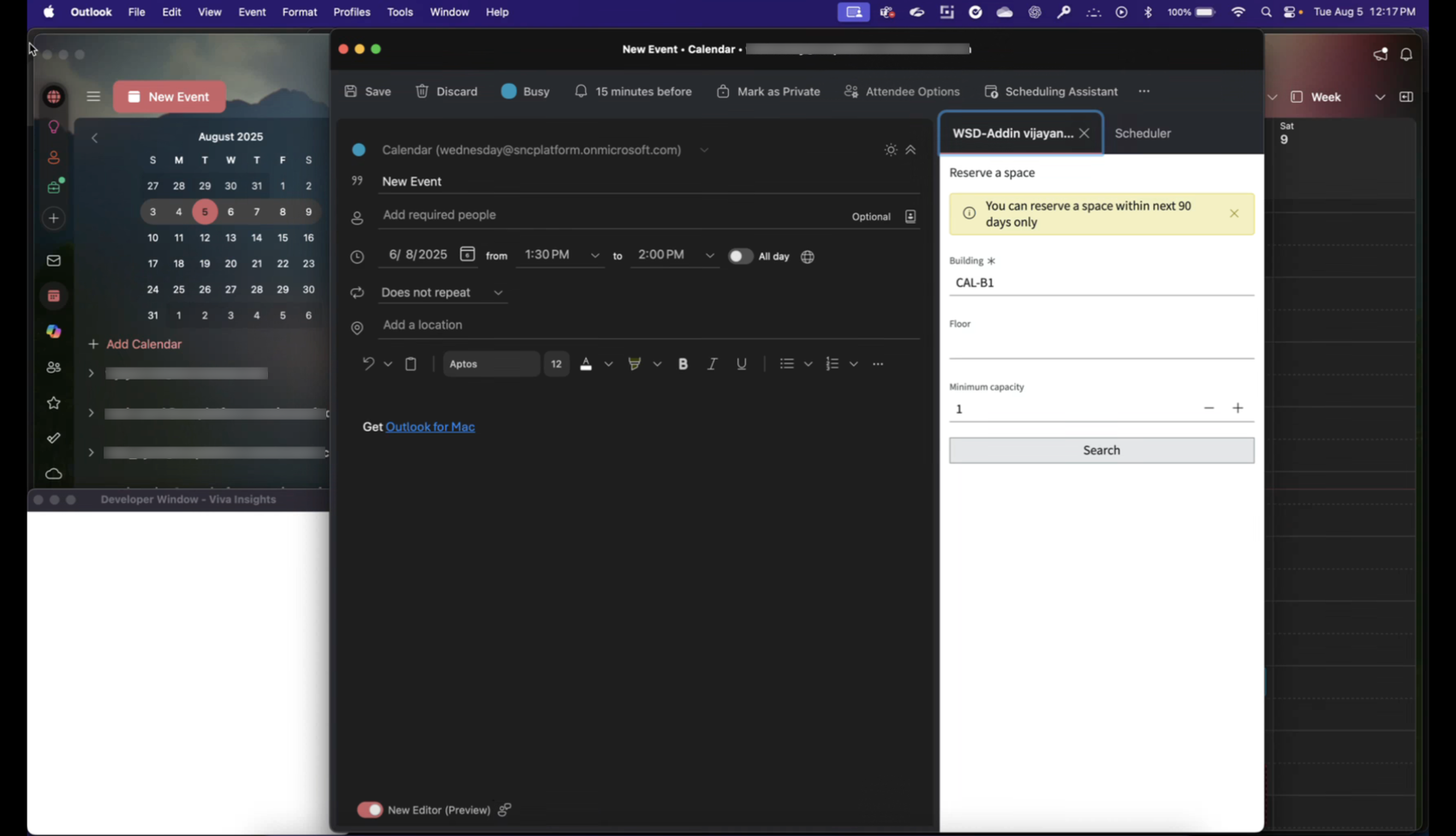 Microsoft Outlook アドインでの職場予約