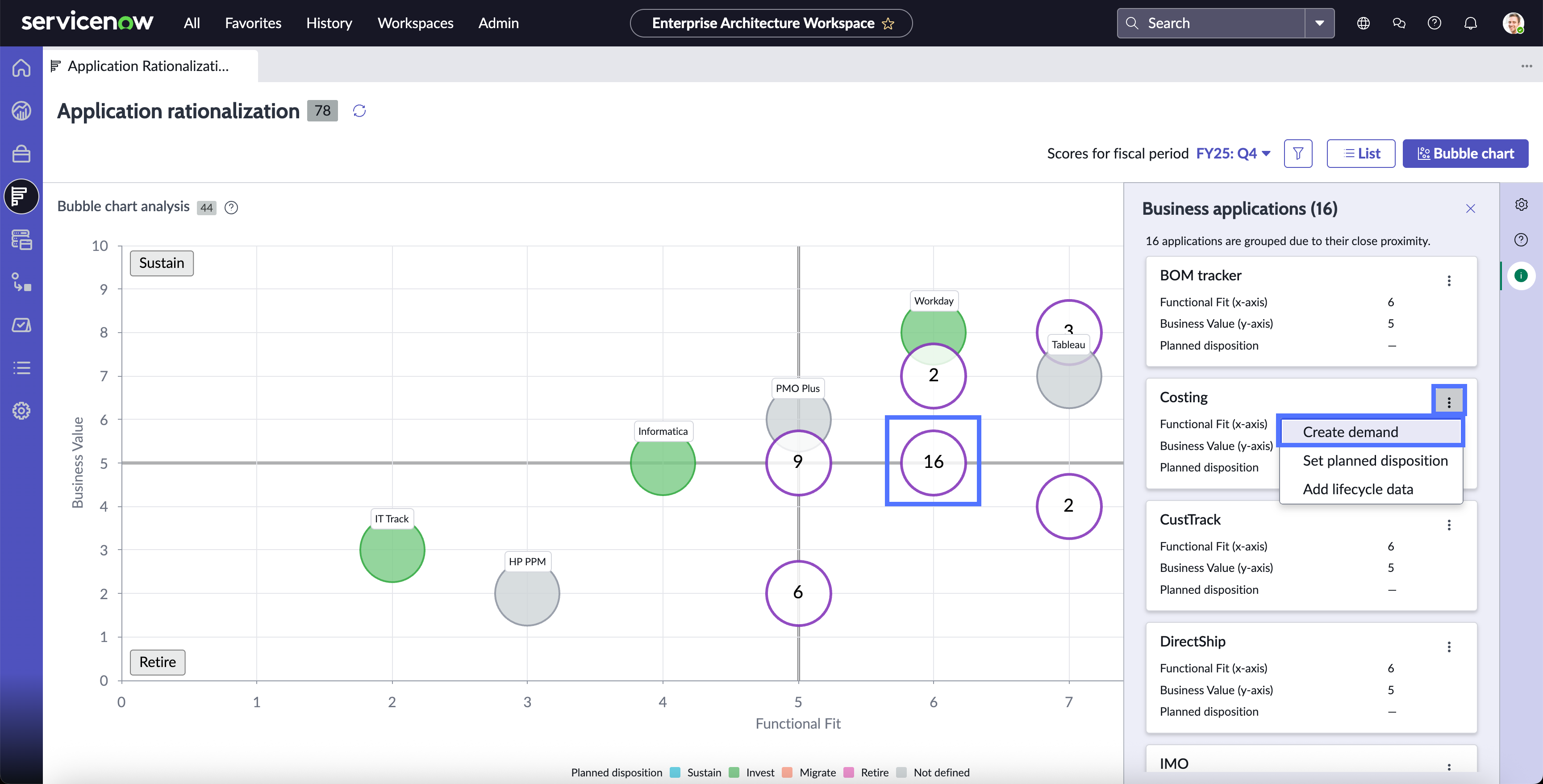 Create demand button highlighted for a grouped bubble.