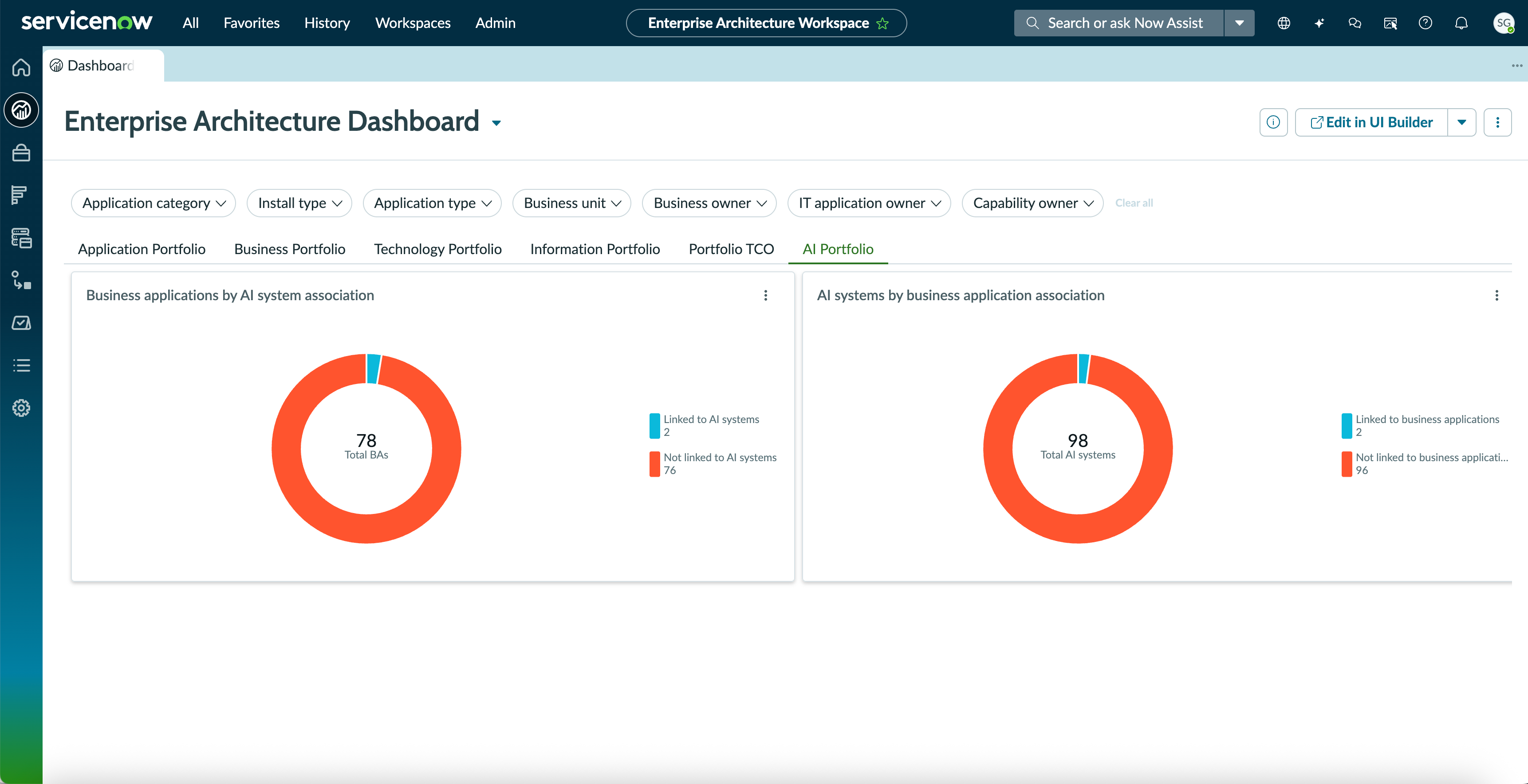 AI Portfolio tab in the EA Dashboard page