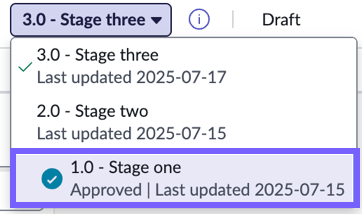 Version drop-down