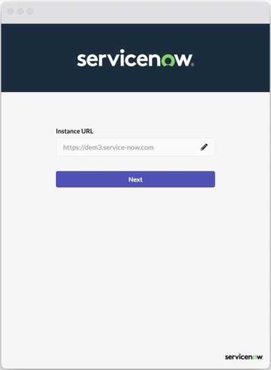 Page de connexion dans laquelle vous pouvez entrer l’URL de l’instance.