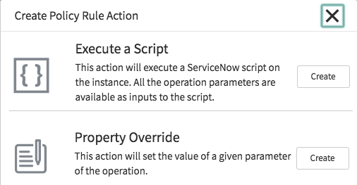 Fenêtre contextuelle Créer une action