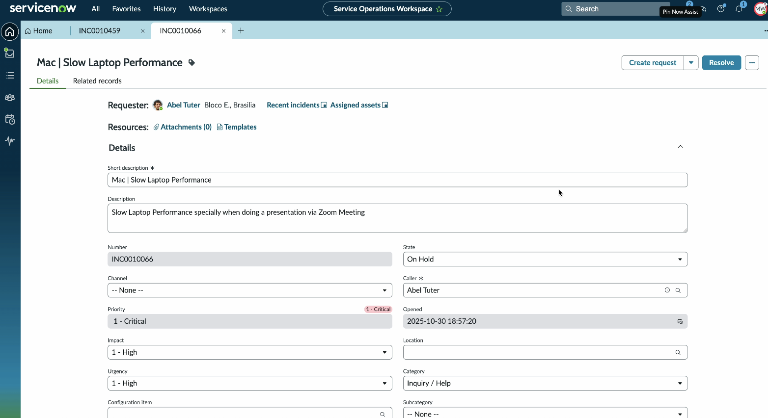 Ai native incident form with no chat panel.