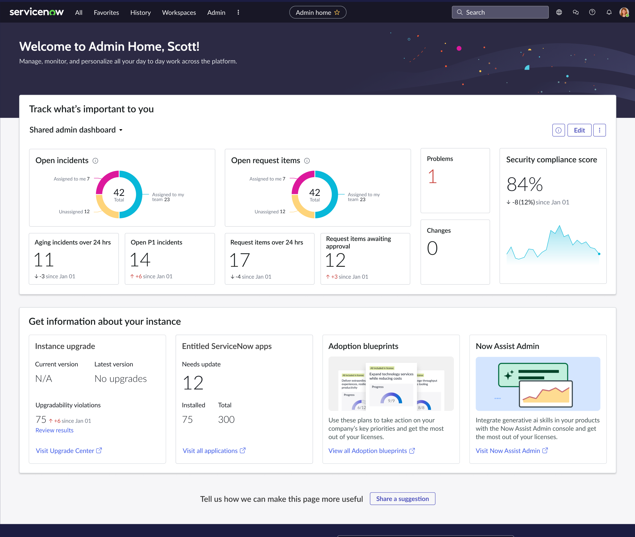 Die Administrator-Homepage