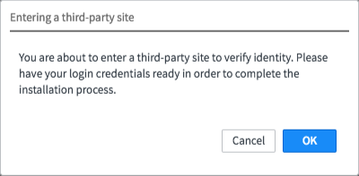 Pop-up zur Weiterleitungsbestätigung
