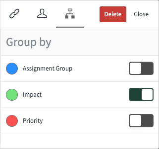 Adding or removing 'Group by' categories to a dashboard