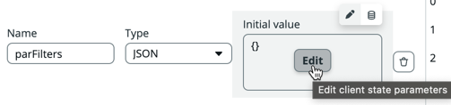 The Edit button in the Initial Value field of the parFilters state variable.