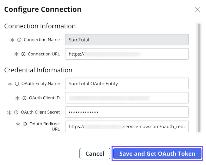 Configurer une connexion pour le spoke SumTotal