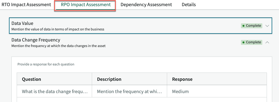 Responses provided for RPO Impact Assessment