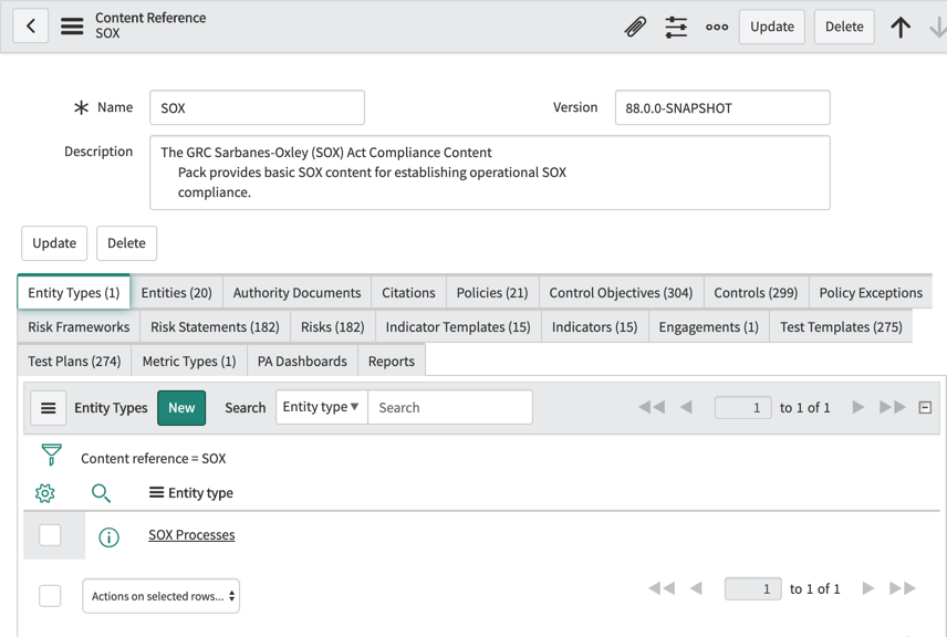 Records tagged as content references to SOX