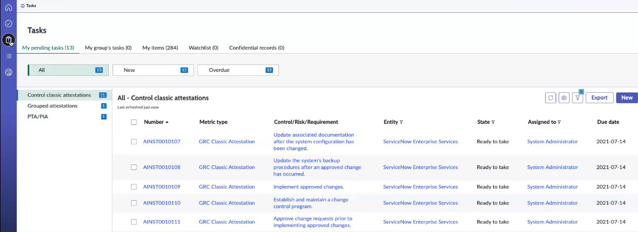 Tasks page of the CAM Workspace.