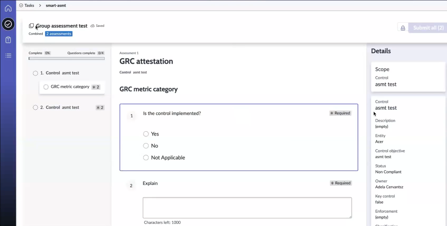 Combined assessment questions.