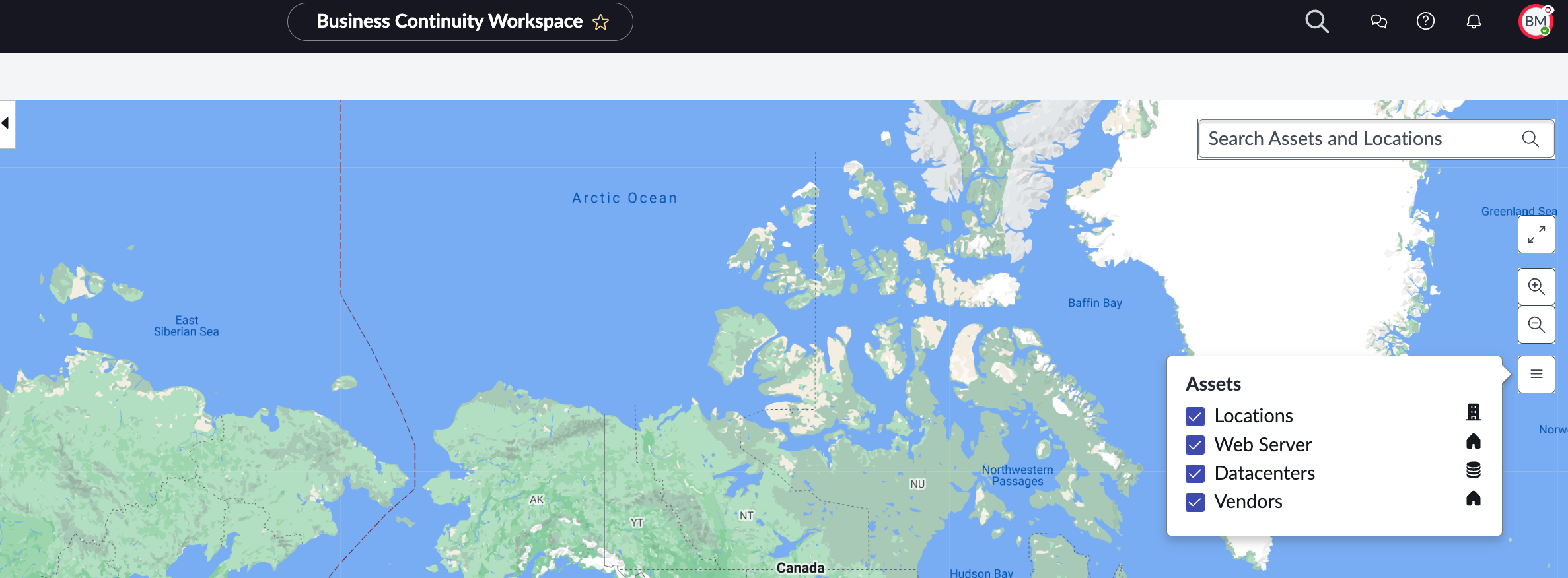 Locations of the alerts in the Map view.