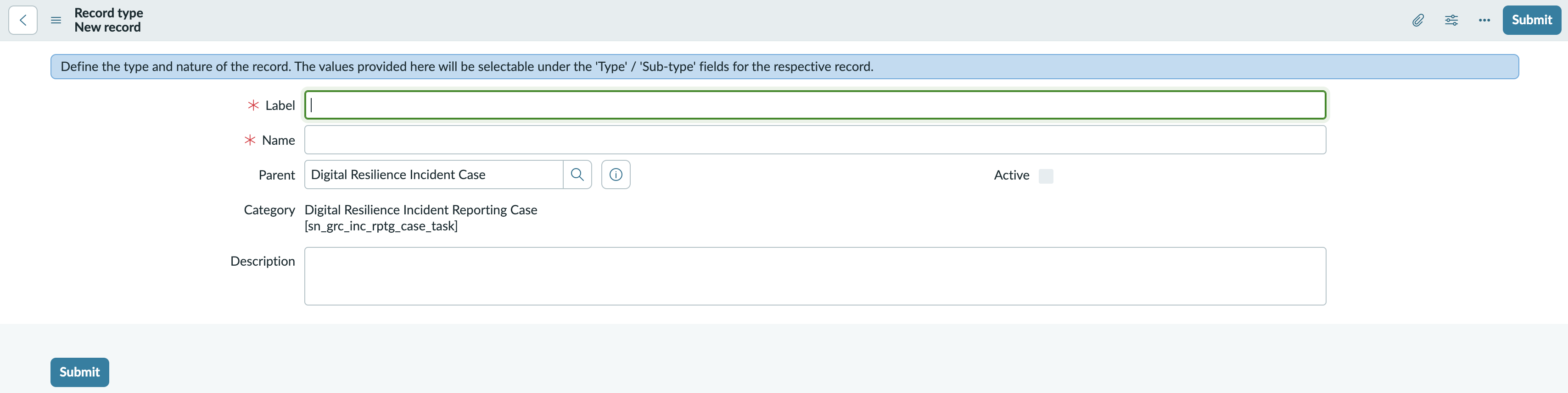 Subtypes record.