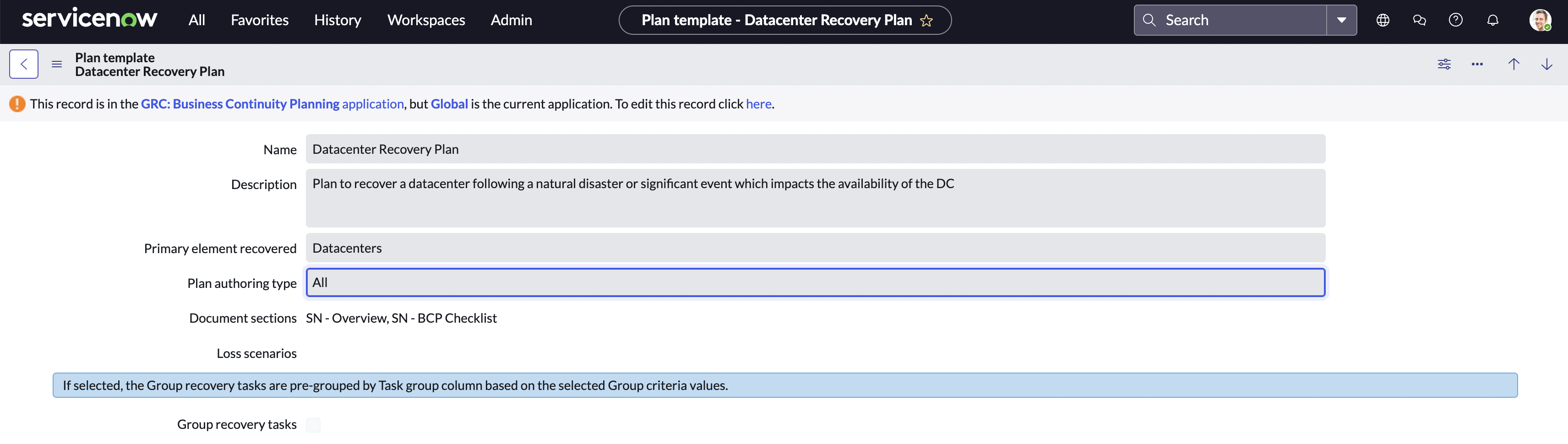 Datacenter Recovery Plan template.