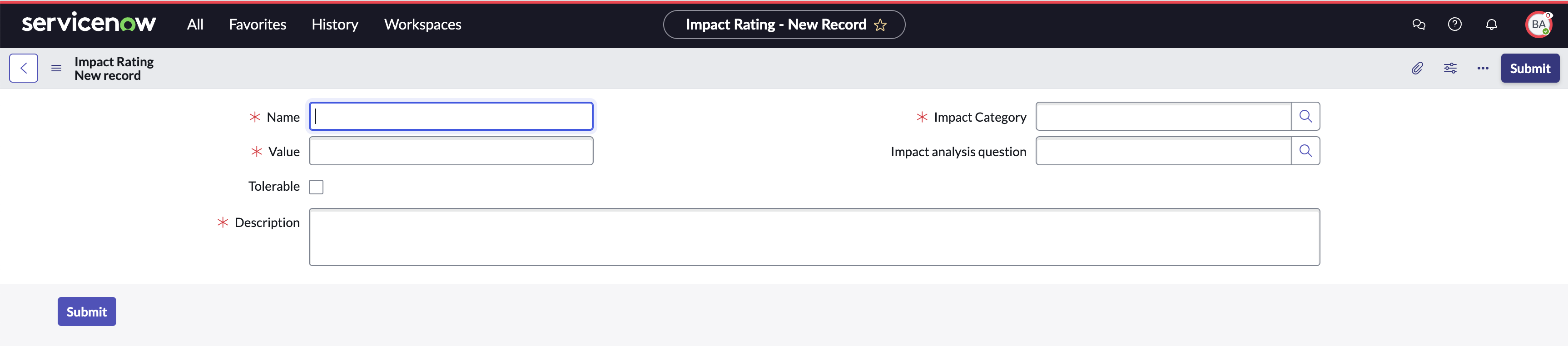 Impact rating template.