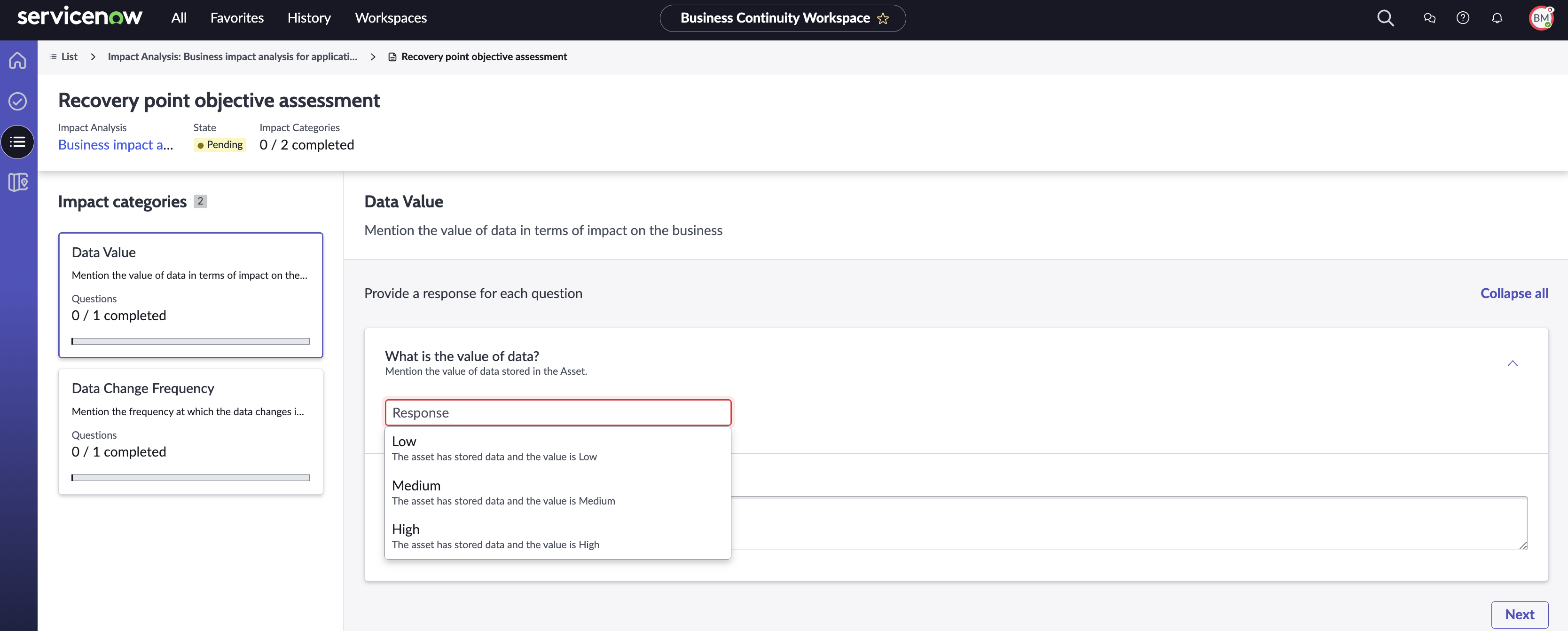 RPO assessment questionnaire.