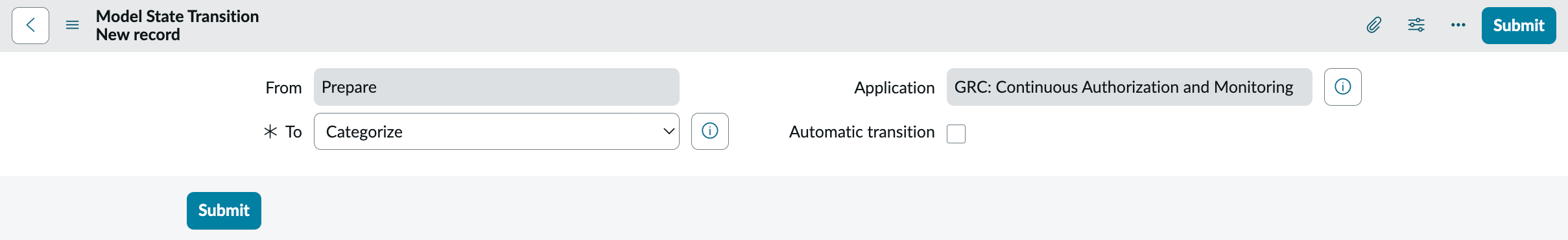 State transition fields.